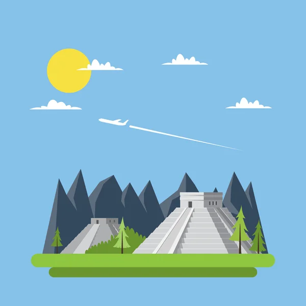 Flat design of Chichen Itza Mexico — Stock Vector