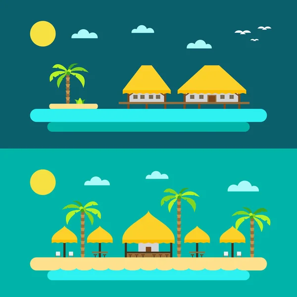 Diseño plano de verano paraíso playa — Vector de stock