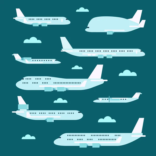 Плоская конструкция набора самолетов — стоковый вектор