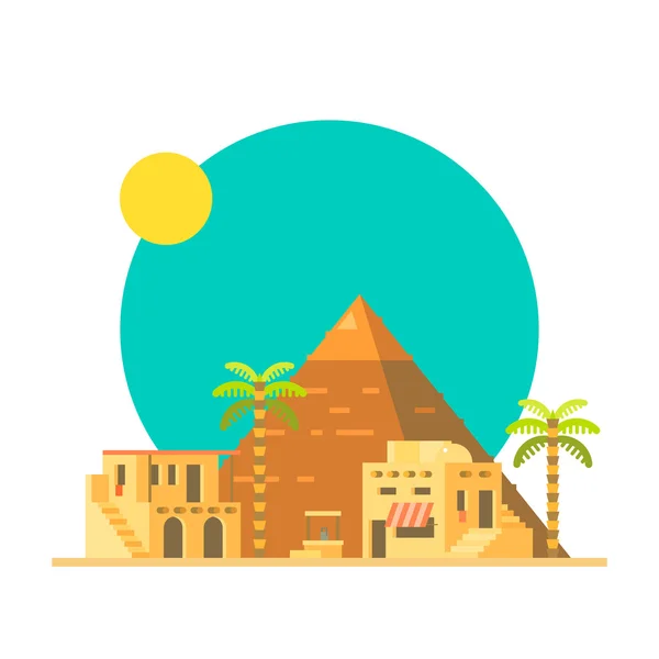 Diseño plano de Gran pirámide de Giza en Egipto — Vector de stock