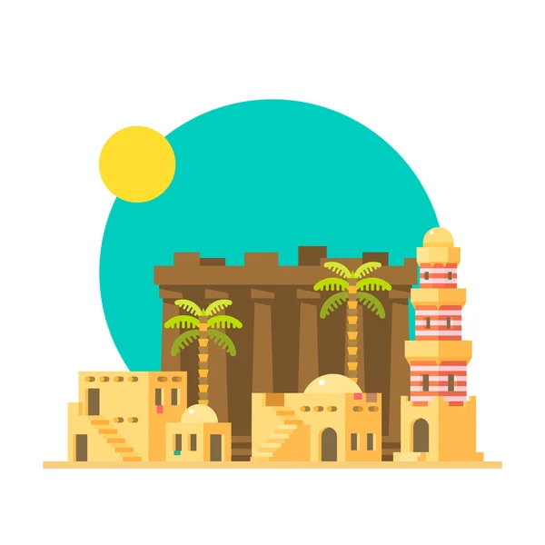 Diseño plano de las ruinas de Karnak en Egipto — Vector de stock