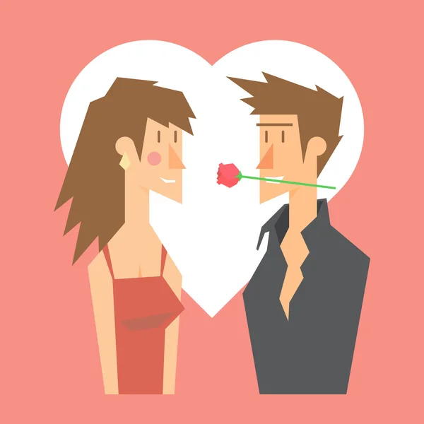 Romantisch paar dating valentine plat ontwerp — Stockvector