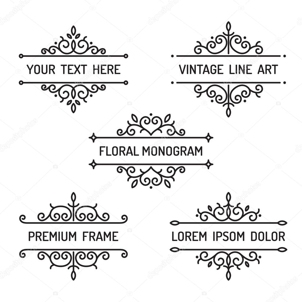 Vintage floral line art frame Stock Vector by ©narak0rn #71914511