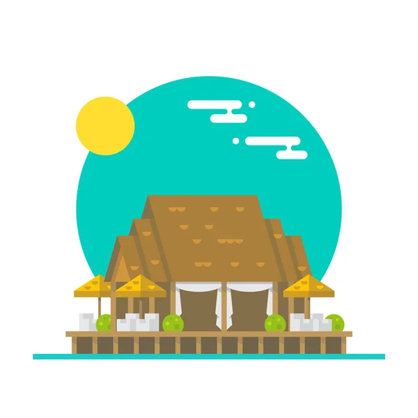 Diseño plano de sobre el agua playa restaurante — Vector de stock