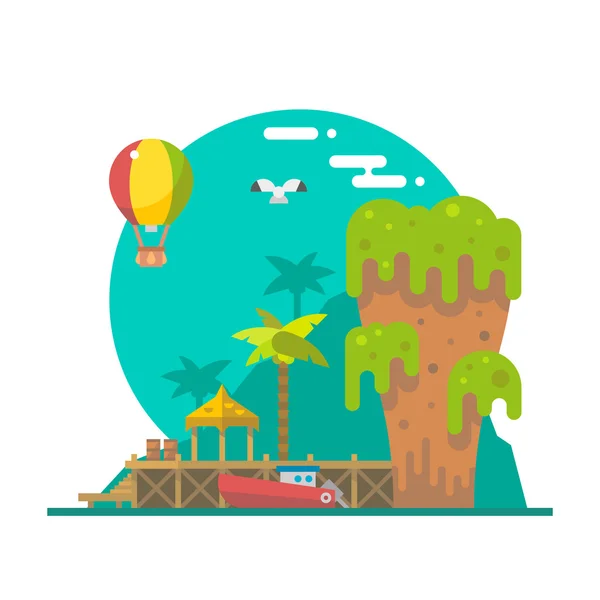 Diseño plano de la isla de Tapu en Phang nga, Tailandia — Vector de stock