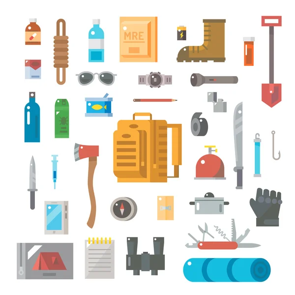 Set suvival kitinin düz tasarımı