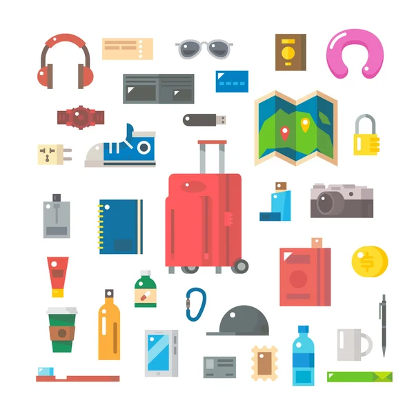 Flat design of travel items set — Stock Vector