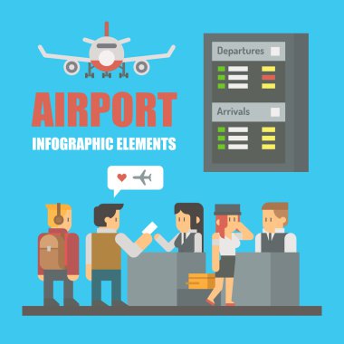 Flat design of airport infographic elements