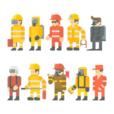 Flat design of rescue worker set