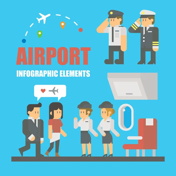 Flat design of airport infographic elements — Stok Vektör