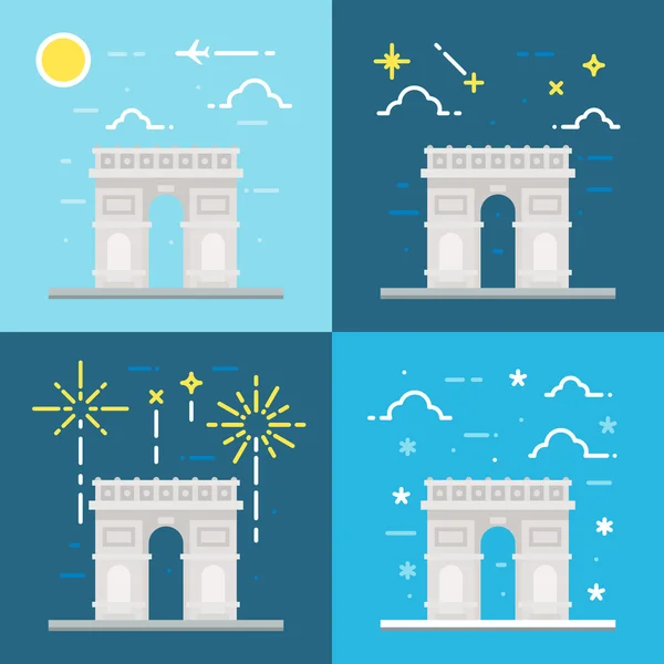 Diseño plano de Arc de Triomphe Francia — Archivo Imágenes Vectoriales