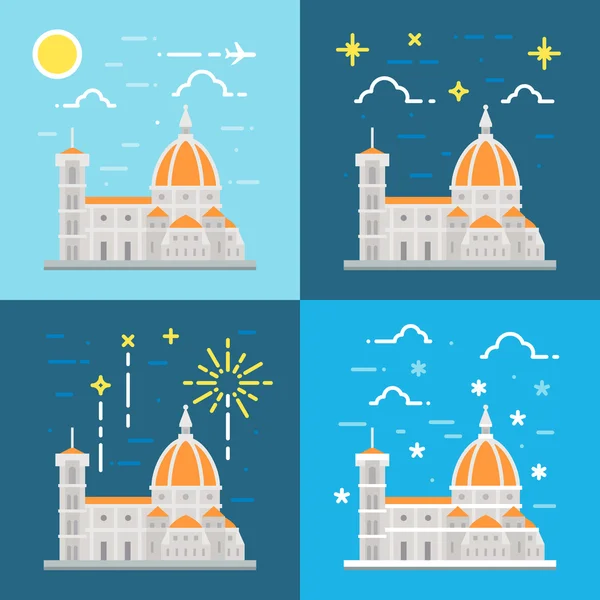 Flat design of cathedral of Florence Italy — 图库矢量图片