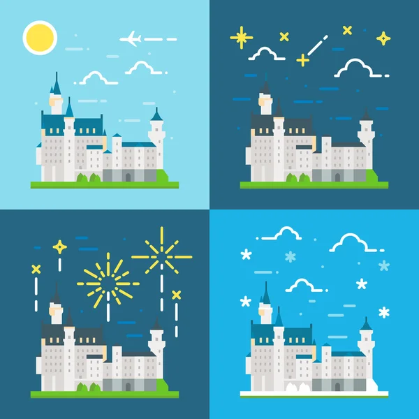 Flat design of Neuschwanstein castle Germany — Stok Vektör