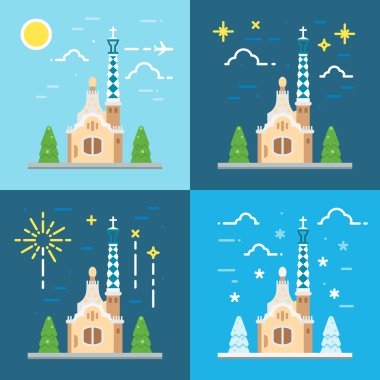 Park Guell Barcelona flat design