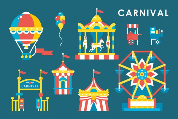 Flat style carnival infographic elements — Stok Vektör