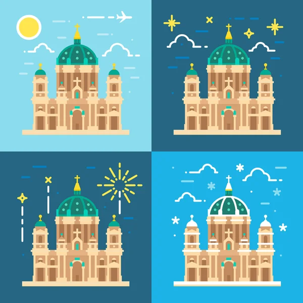 Berliner Dom cathedral flat design — ストックベクタ