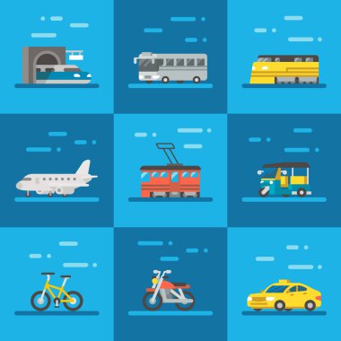 Seyahat araç set düz tasarımı