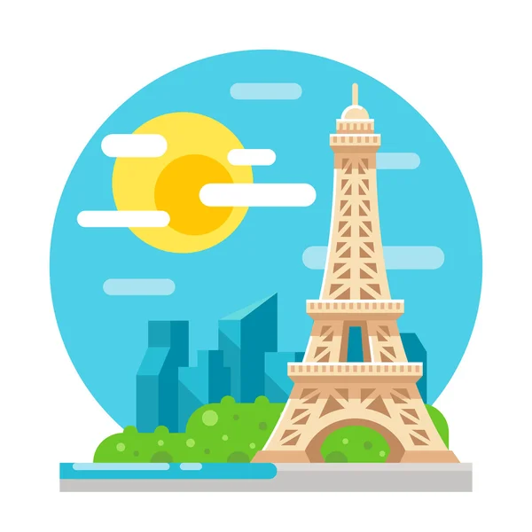 Repère du design plat de la tour Eiffel — Image vectorielle