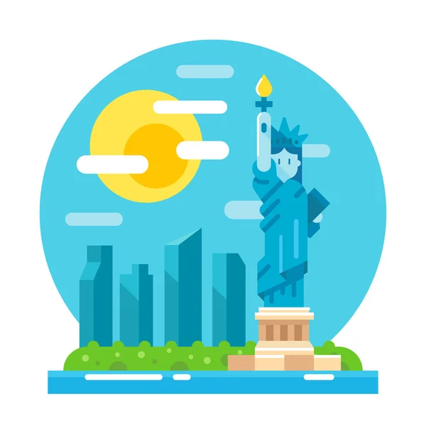 Liberty statue flat design landmark — Stock Vector