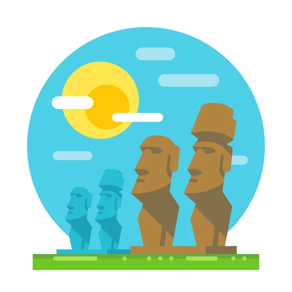 Moai statue flat design landmark — Stock Vector