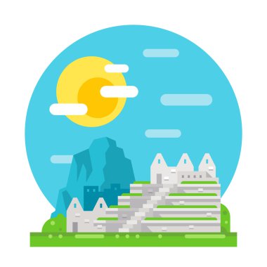 Machu Pichu düz tasarım Simgesel Yapı