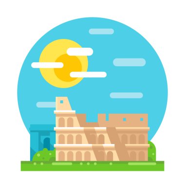 Colosseum harabe düz tasarım Simgesel Yapı