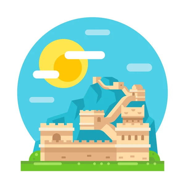 Great wall of China flat design — Stock Vector