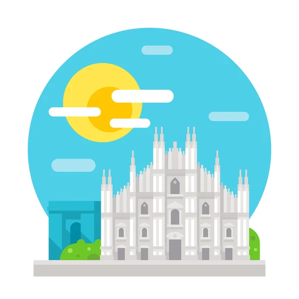 Duomo di Milano punto di riferimento di design piatto — Vettoriale Stock