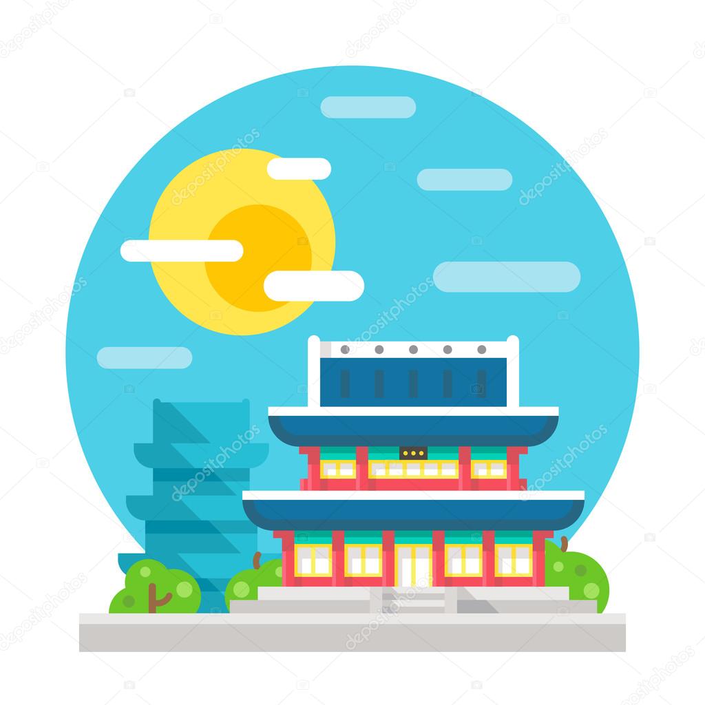 Changdeokgung palace flat design landmark