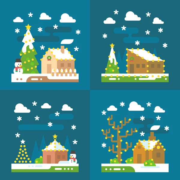 Christmas light decoration flat design — Stock Vector