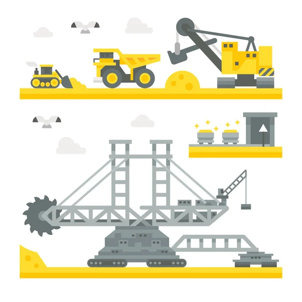 Flat design mining site equipment — Stock Vector