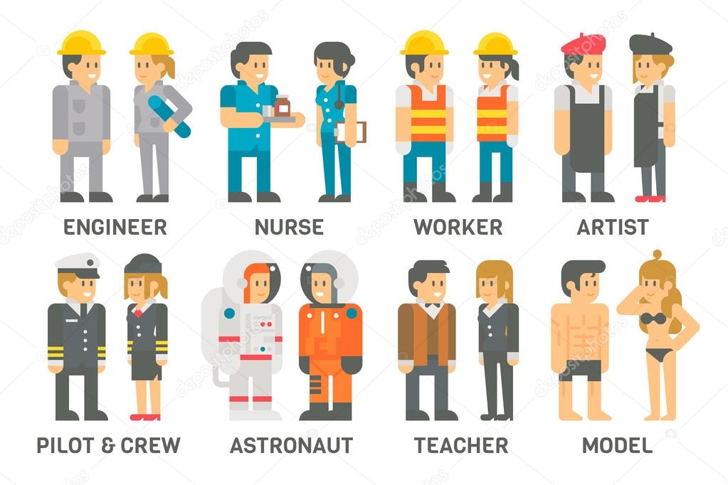 Flat design people with professions set