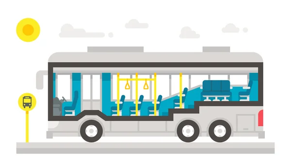 Diseño plano autobús interior infografía — Archivo Imágenes Vectoriales