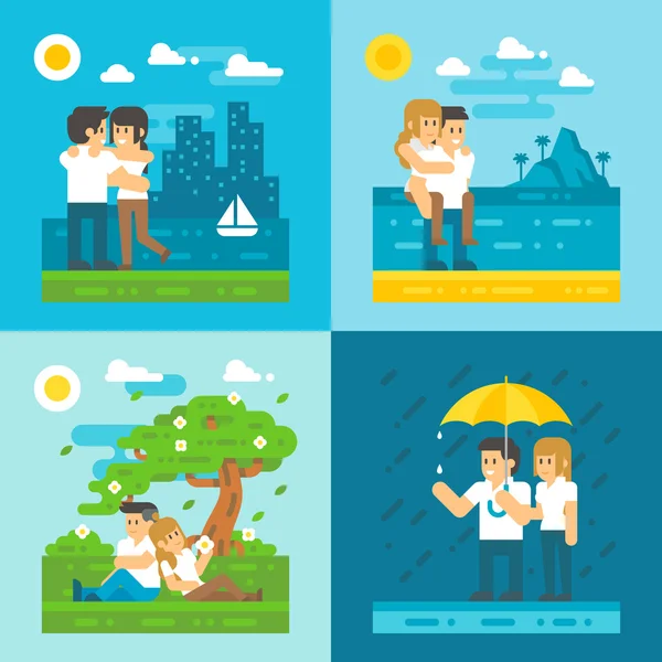 Flat design dating couple set — Stock Vector