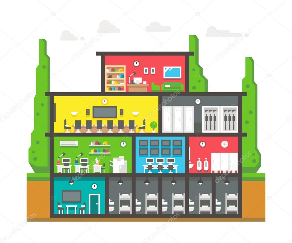 Flat Design Police Station Interior Vector Image By C Narak0rn Vector Stock 97669710