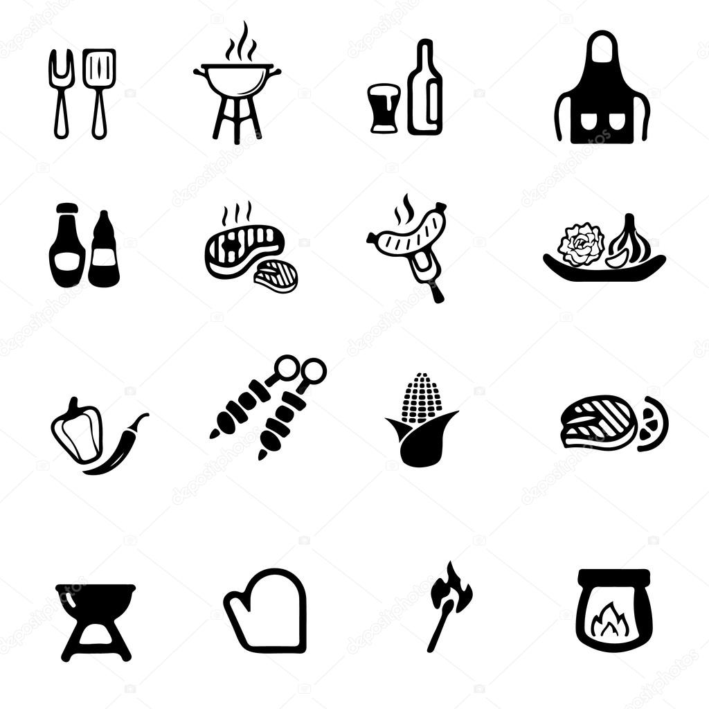 Barbecue Grill Yellow Silhouette icons