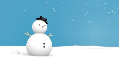 Merry christmas ve kardan adam mavi arka plan