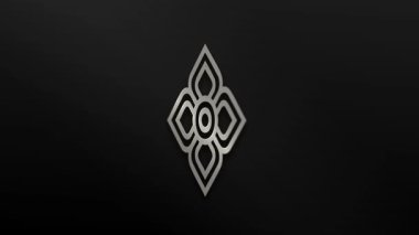 Klasik siyah-beyaz Asya kültürü koyu arkaplanda döner ve parlar.