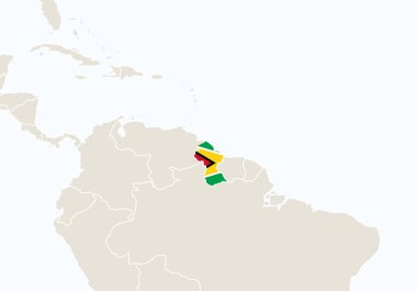 Güney Amerika ile vurgulanan Guyana Haritası.