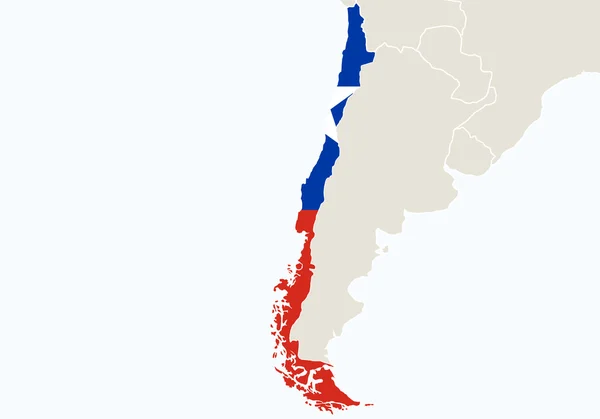 Südamerika mit hervorgehobener Chile-Karte. — Stockvektor