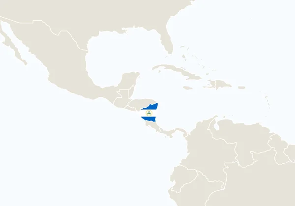 Jižní Ameriky s mapu zvýrazněném Nikaragua. — Stockový vektor
