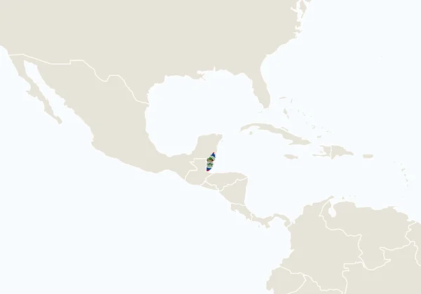 Ameryka Środkowa z podświetloną mapa Belize. — Wektor stockowy