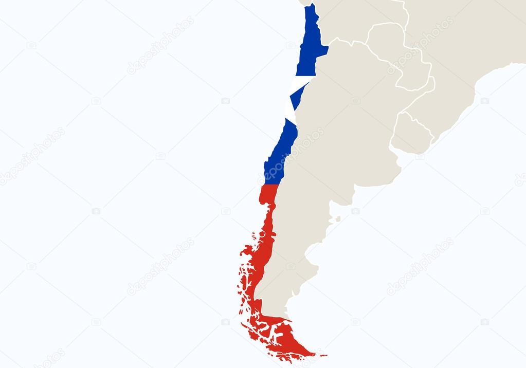 South America With Highlighted Chile Map Stock Vector C Boldg 100690808