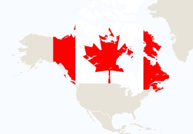 Kuzey Amerika Amerika vurgulanan Kanada harita ile.