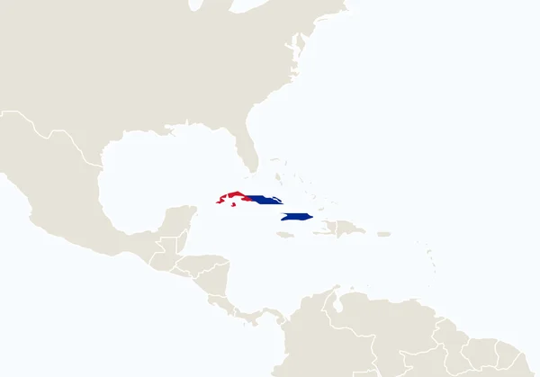 Sudamérica con el mapa de Cuba resaltado . — Vector de stock