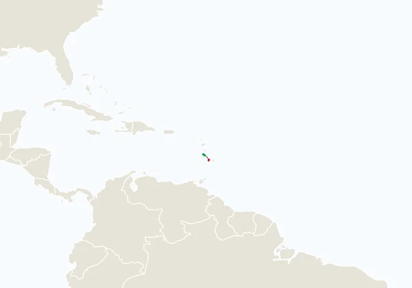 Zuid-Amerika met gemarkeerde kaart van Saint Kitts en Nevis. — Stockvector