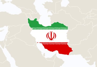 Asya ile vurgulanan Iran Haritası.