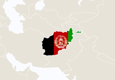 Asya ile vurgulanan Afganistan harita.