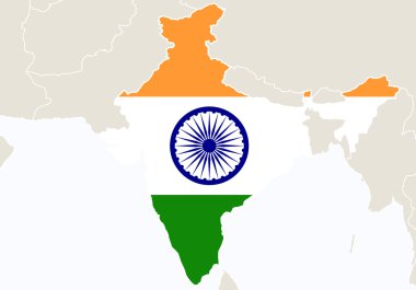 Asya vurgulanan Hindistan harita ile.