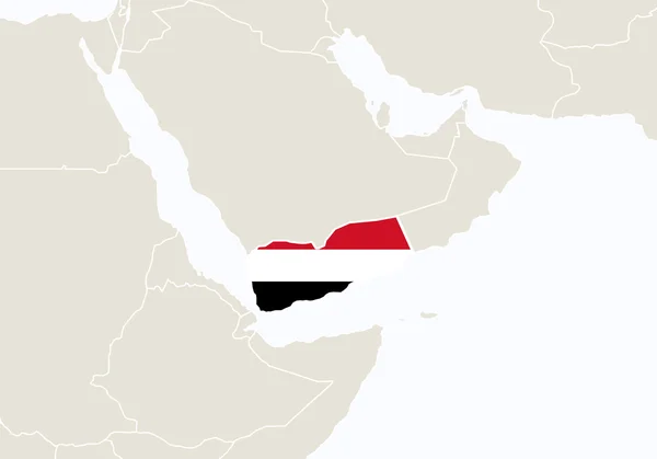 Asia con el mapa destacado de Yemen . — Vector de stock